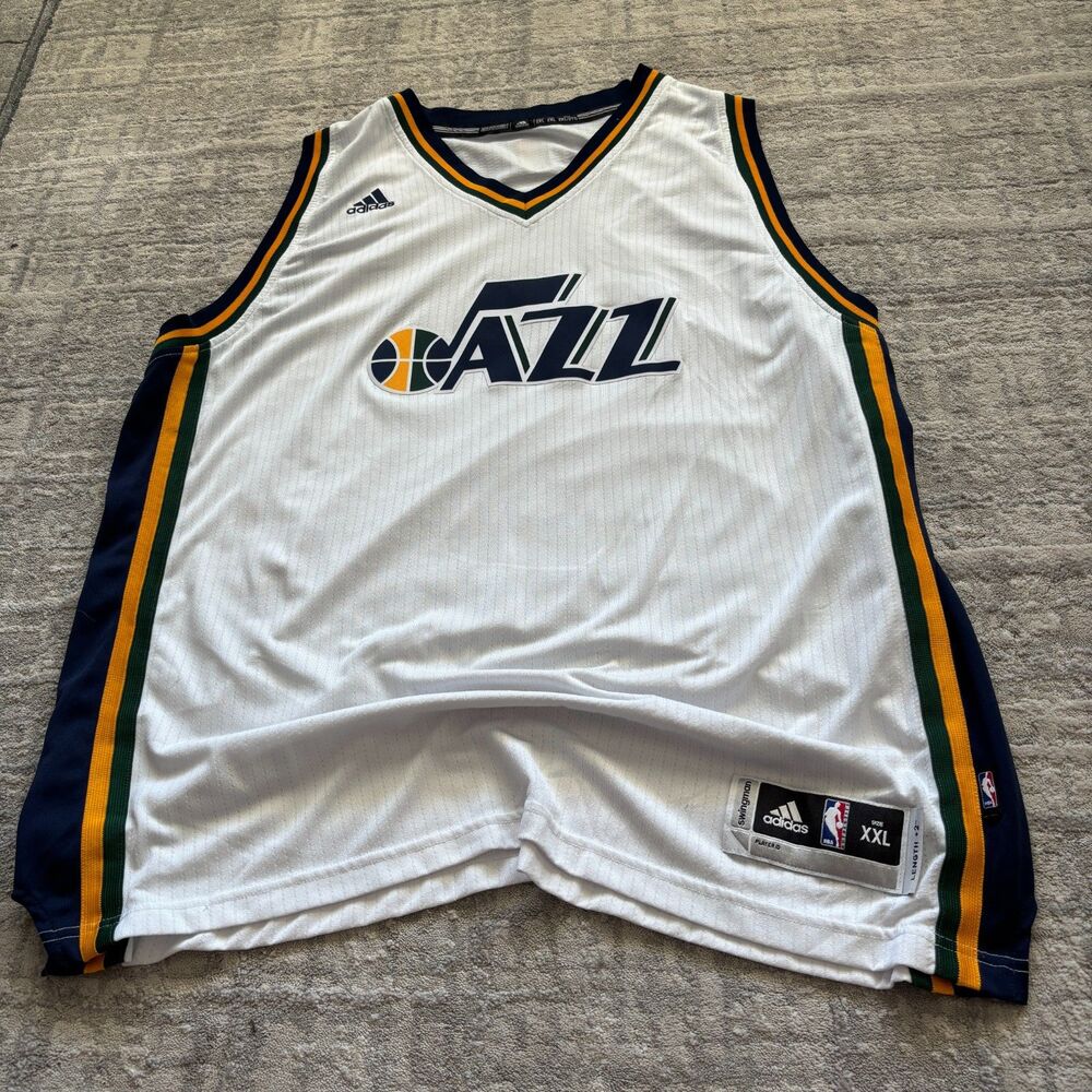 Adidas Utah Jazz NBA Swingman Basketball Jersey XXL White Blank +2 Extra Long